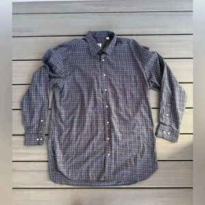 Peter Millar Men’s Blue Navy Plum Plaid Button Down Shirt Size Large 100% Cotton